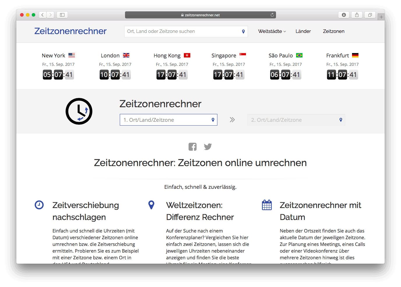 Zeitverschiebung.net Zeitzonenrechner
