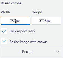 Enter the maximum height and width to resize an image in Paint 3D