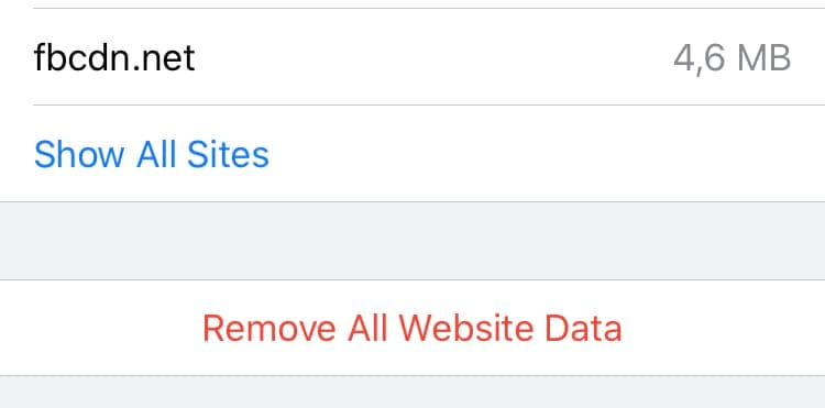 Tap "Remove All Website Data" to delete all cookies from Safari on an iPhone