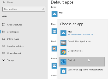 Select the desired email program from the list