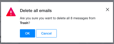 Click "OK" under "Delete all emails" in Yahoo Mail