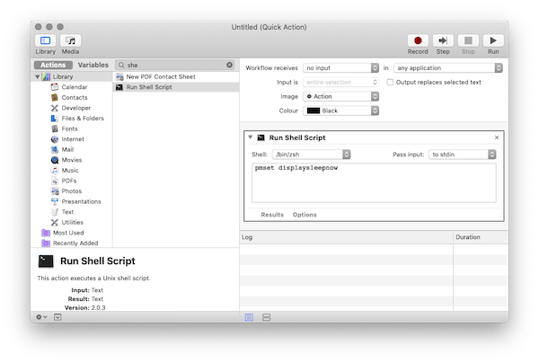 Set up a quick action for turning off the Mac display