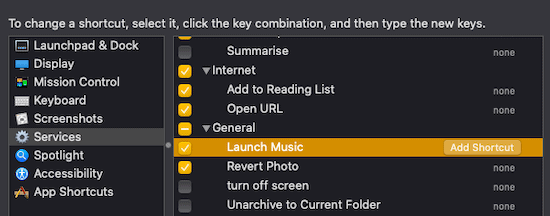 Add app shortcut on a Mac using macOS