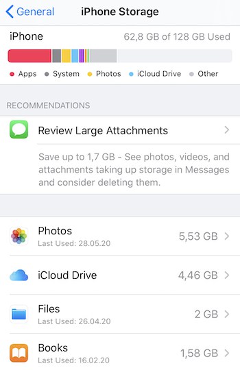 Find your apps sorted by size and find out what uses most space on iPhone