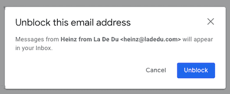 Click "Unblock" to confirm