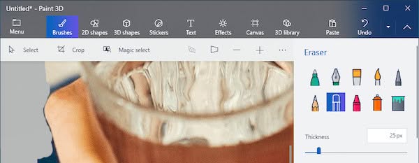 Use the eraser to make anything transparent in Paint 3D