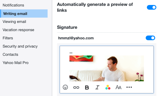 Yahoo Mail signature with logo