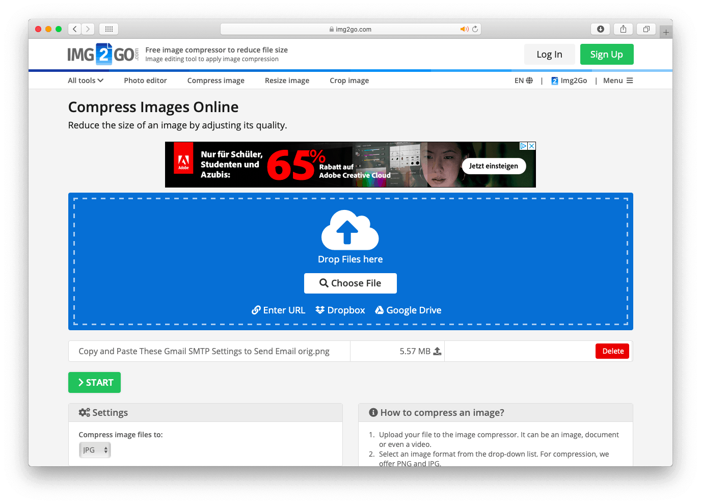 Img2Go Compress Images Online - Includes Resizing, Conversion, and More