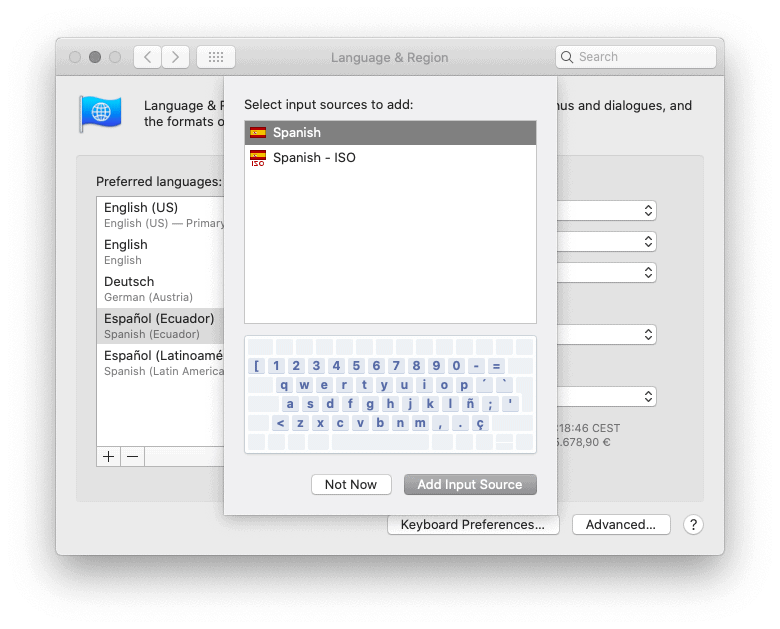 Add an Input Method to macOS right with the language