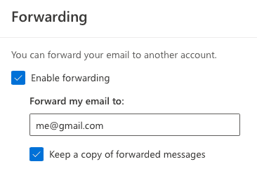 Set up forwarding to Gmail in Outlook.com