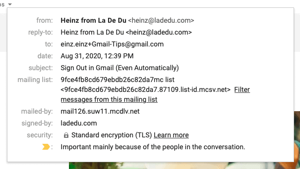 View key headers in Gmail fast