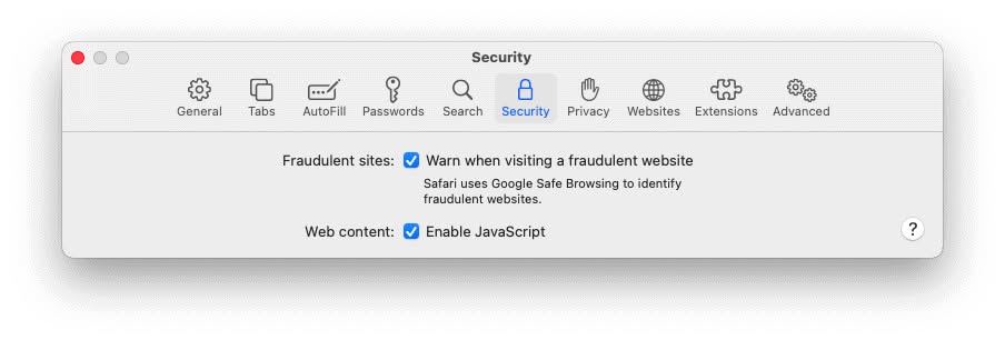 Get fraudulent website warning in Safari for Mac