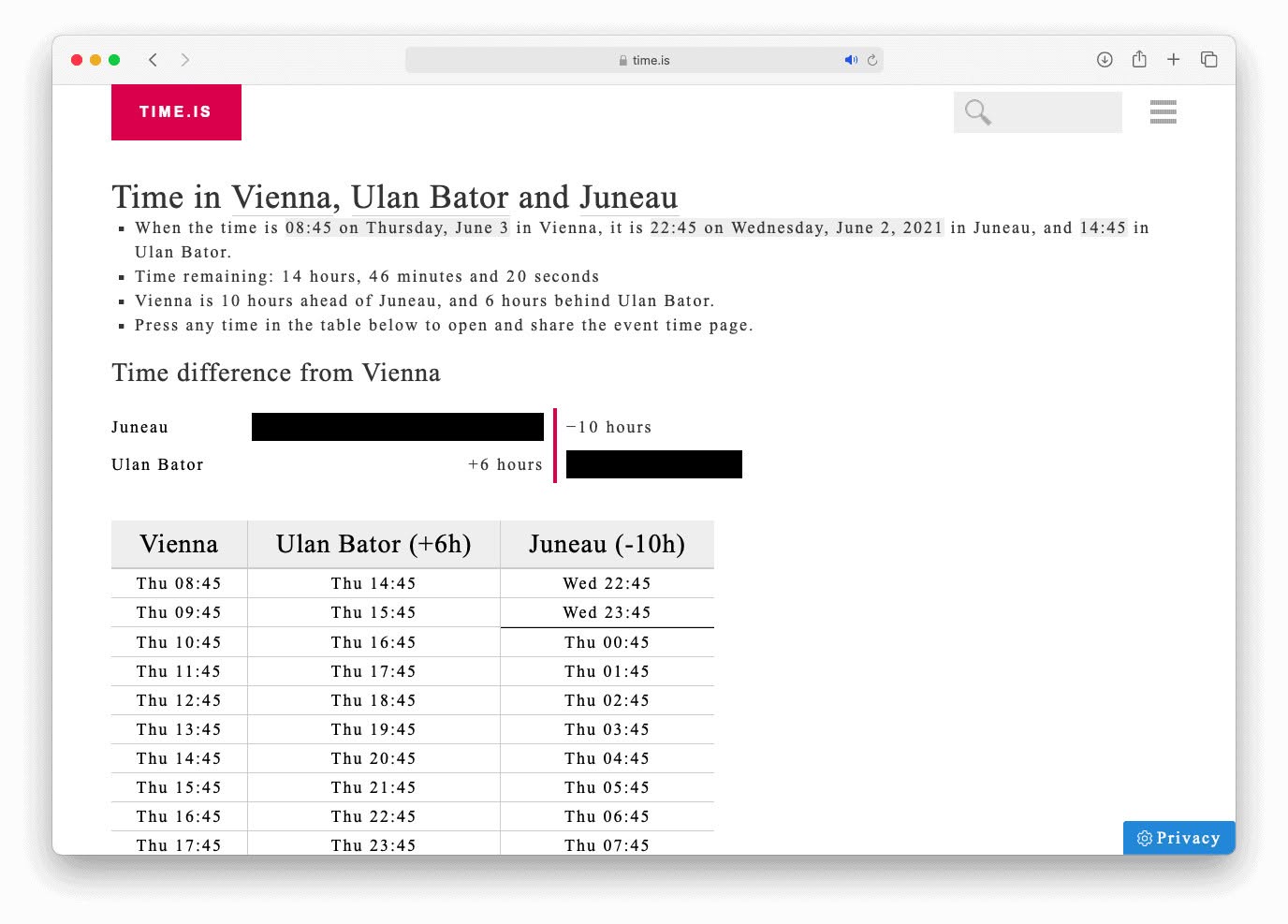 Time.is Time Here&There Time Zone Converter