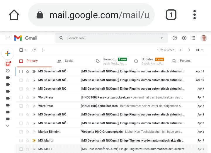 Gmail desktop version in Anroid Chrome