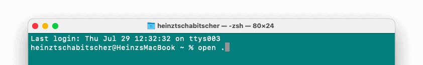 So öffnen Sie Finder direkt von der Terminal-Kommandozeile