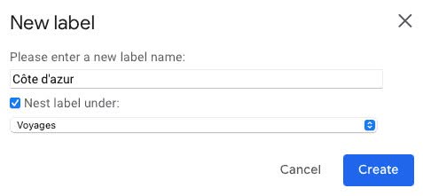 Click "Create" to add the new folder to Gmail