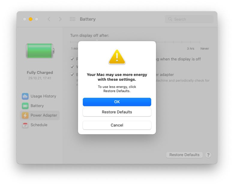 Confirm permantly preventing a Mac from sleep