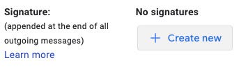 Create a new email signature in Gmail
