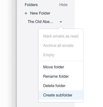 Create a new sub folder in Yahoo Mail