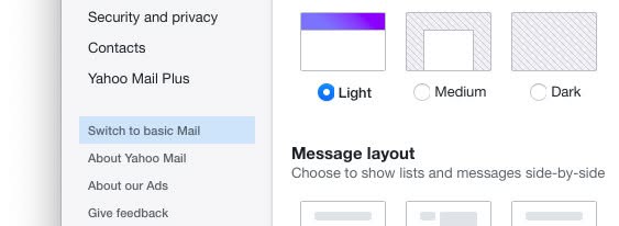 Switch to and open basic Yahoo Mail