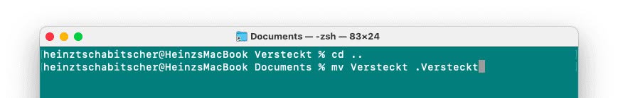 Am Mac einen Ordner mit einer Namensänderung verstecken