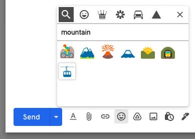 Click an emoji to insert it in Gmail using a browser