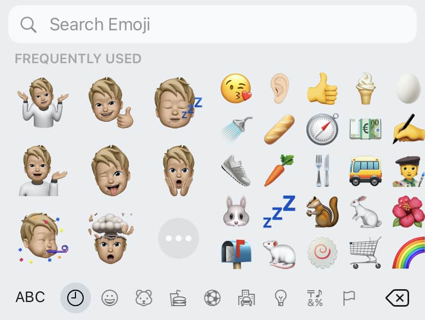 Frequently used emoji on iPhone