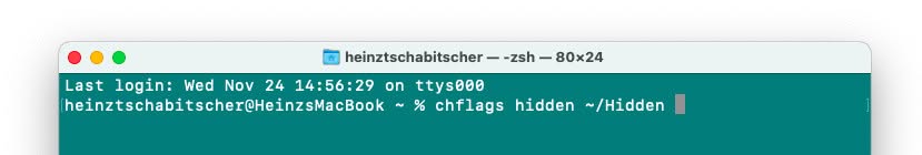 Hide folders on a Mac with chflags