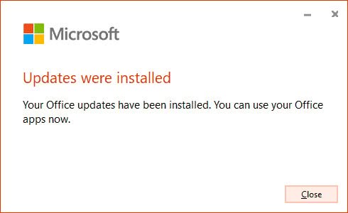 Office updates have been successfully installed