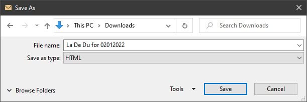 Save the email you want to export to PDF as HTML in Outlook first