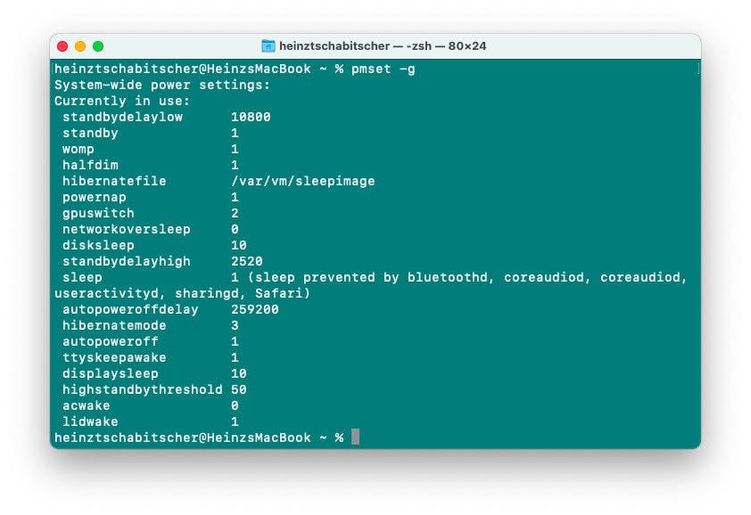 Find out what stops a Mac from sleeping using Terminal and pmset