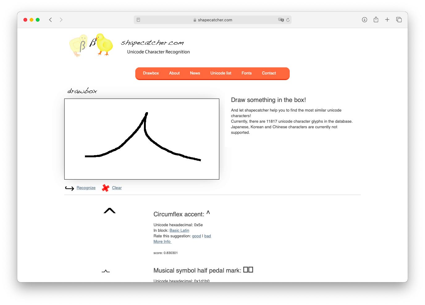 Shapecatcher - Search Unicode Characters by Shape