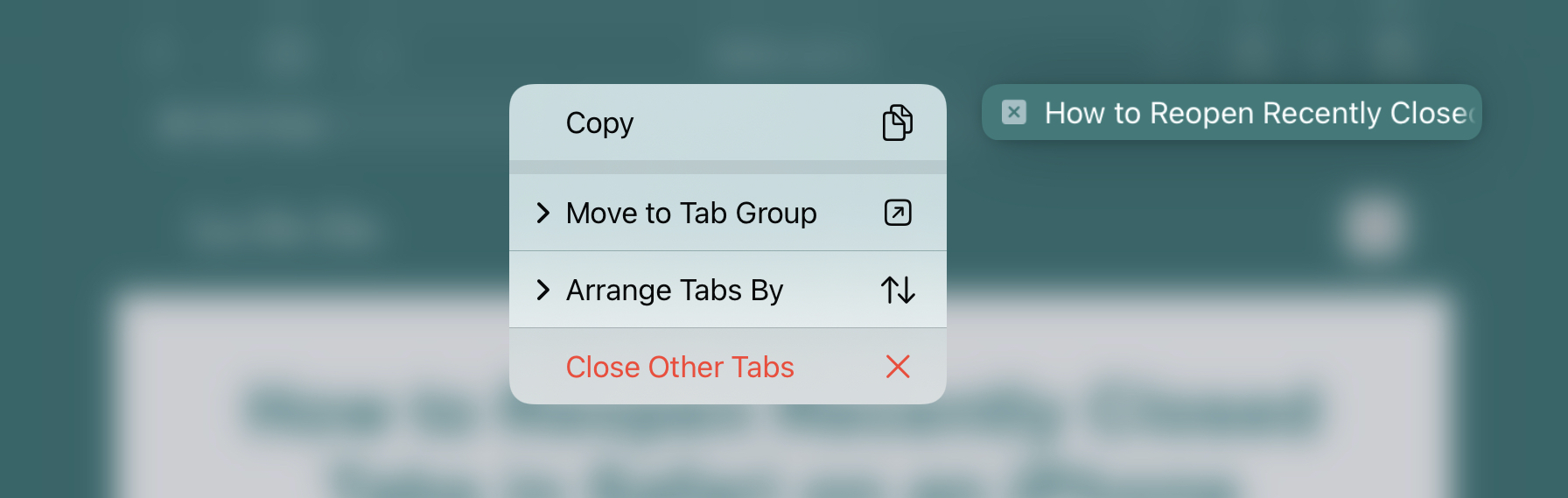 Close all other tabs (in the group) in Safari for iPhone