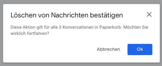 Bestätigen Sie das Leeren des Gmail Papierkorbs