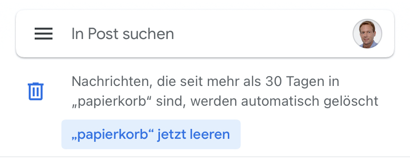 Papierkorb in Gmail für iPhone leeren