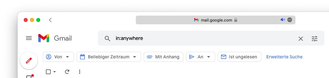 Schreiben Sie in:anywhere um alle Mails in Gmail zu löschen