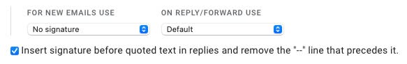 How to set ‘Insert signature before quoted text in replies and remove the -- line that precedes it’ in Gmail