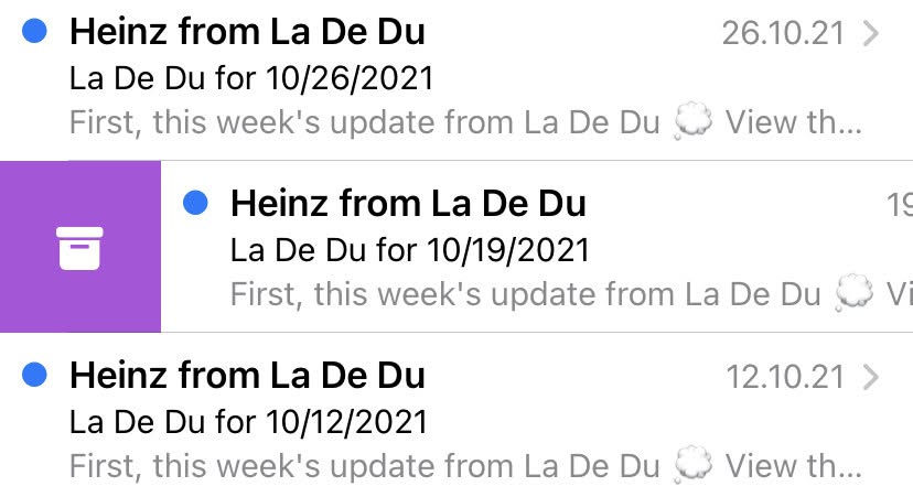Swipe over an email in iPhone Mail to bring up the archiving menu
