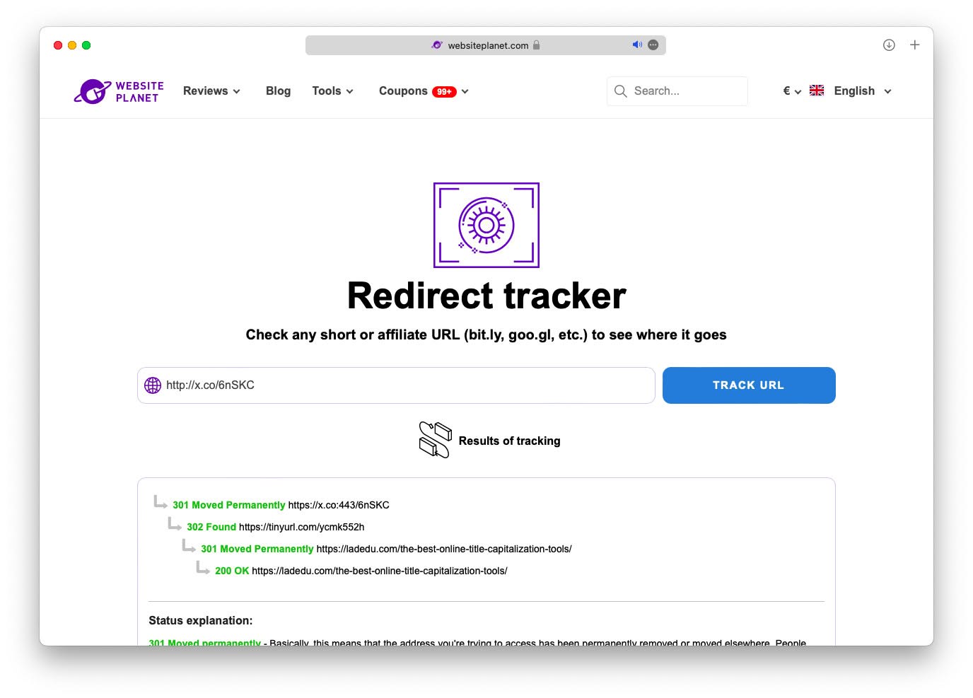 Website Planet Redirect Tracker