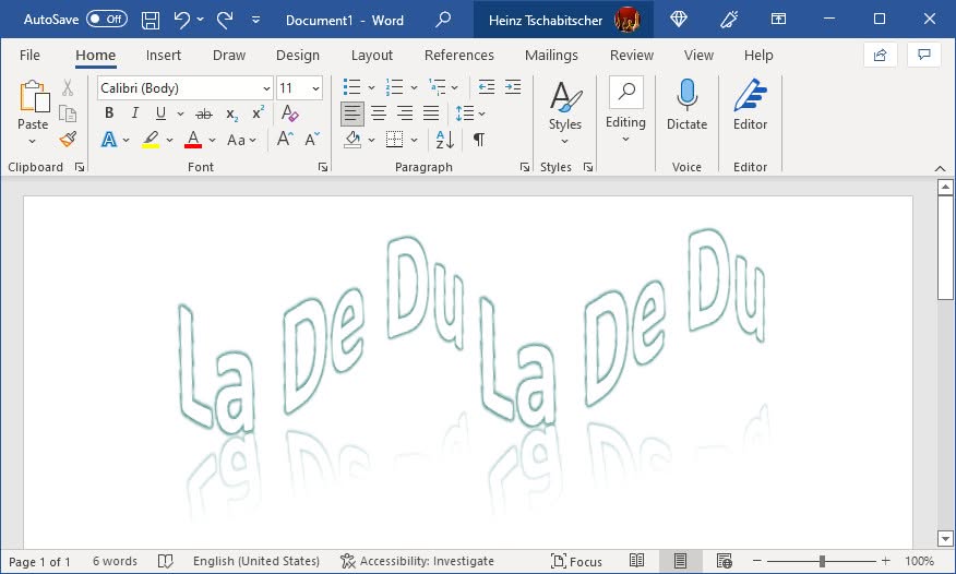 Create wavy text in Word
