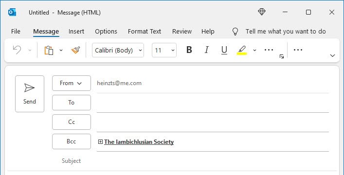 Starting an email to a group of recipients in Outlook for Windows