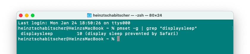 Find out why a display is not going to sleep on a Mac