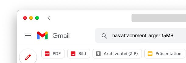 So finden Sie Emails mit großen Anhängen in Gmail