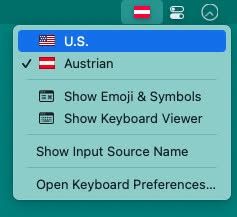 Change the keyboard language on a Mac with the menu