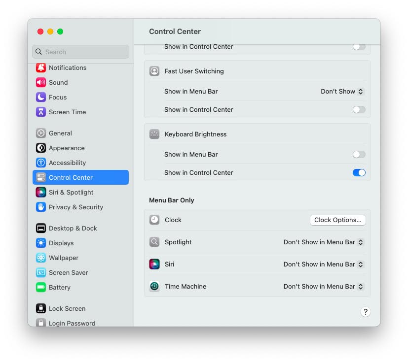 Add Keyboard Brightness to Control Center in macOS Ventura
