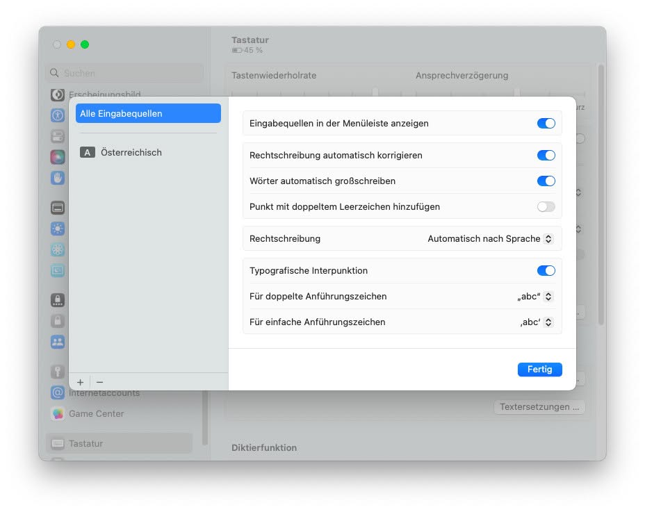 Eingabequellen in der macOS Menüzeile anzheigen, um die Bildschirmtastatur einfach aufzumachen