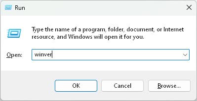 Use “Winver” to find your Windows version and build number