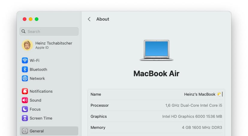 Change the name for a Mac