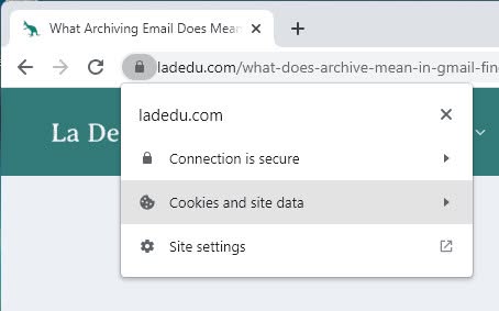 Select “Cookies and site data” to see all a site’s cookies in Chrome