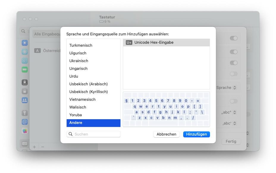 So fügen Sie die Unicoe Hex-Eingabe am Mac hinzu